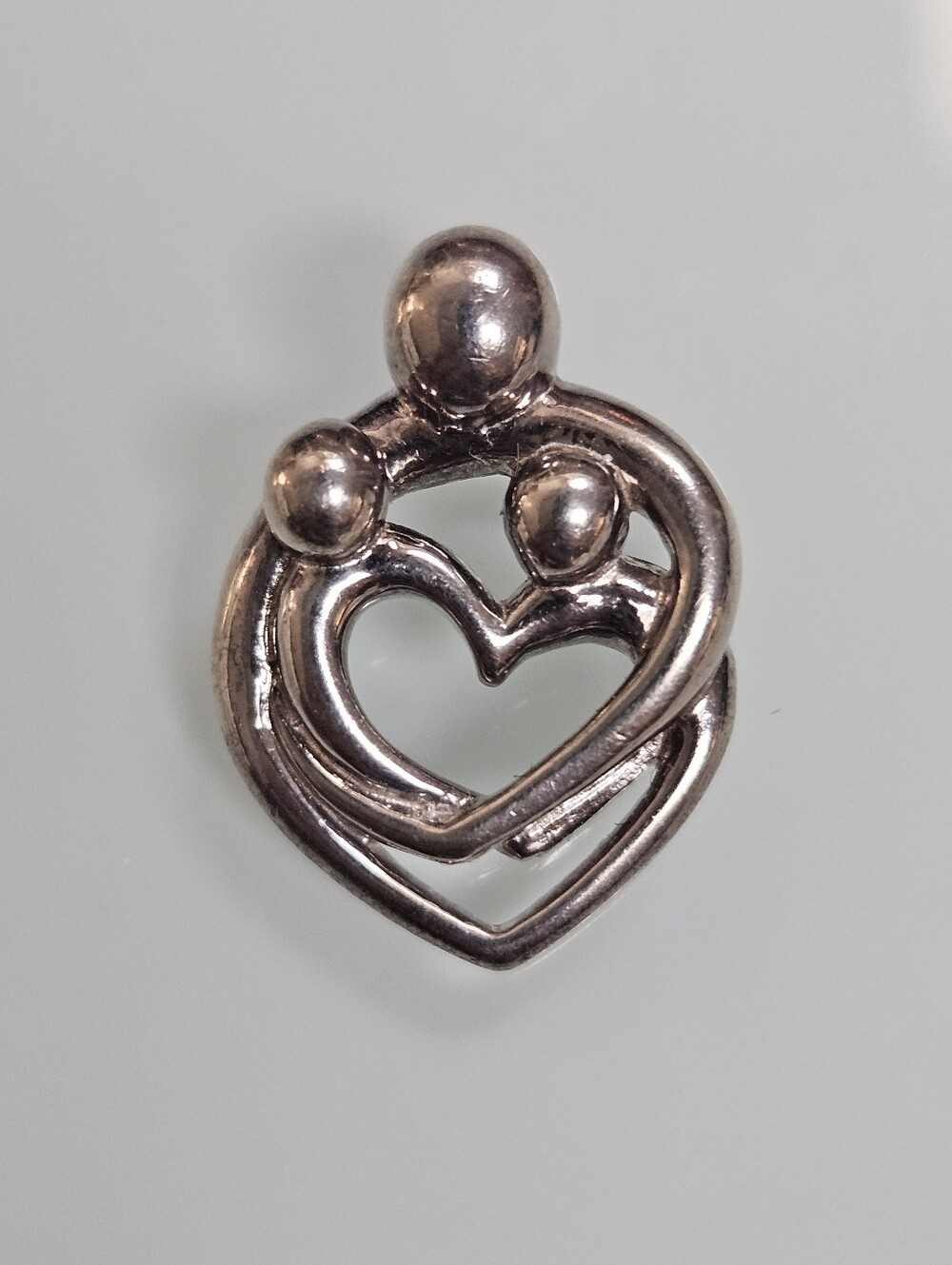 Mother & Children Sterling Silver Pendant 925 Signed